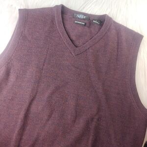 Aureus Mens Vest Lg Maroon 100% Merino Wool Knitted Casual Fall Grandpa Preppy